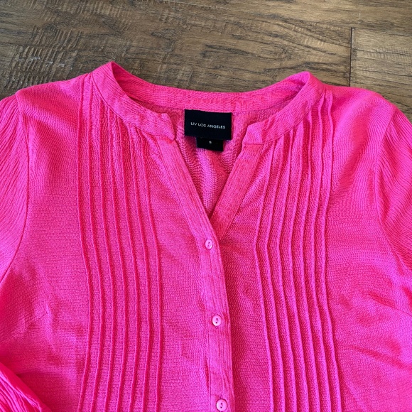 Liv Los Angeles Pink Lightweight Top Embroidery Top Boho Women's Size Sm… - Picture 3 of 11